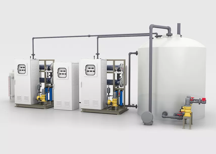Electrolyzed seawater to chlorine